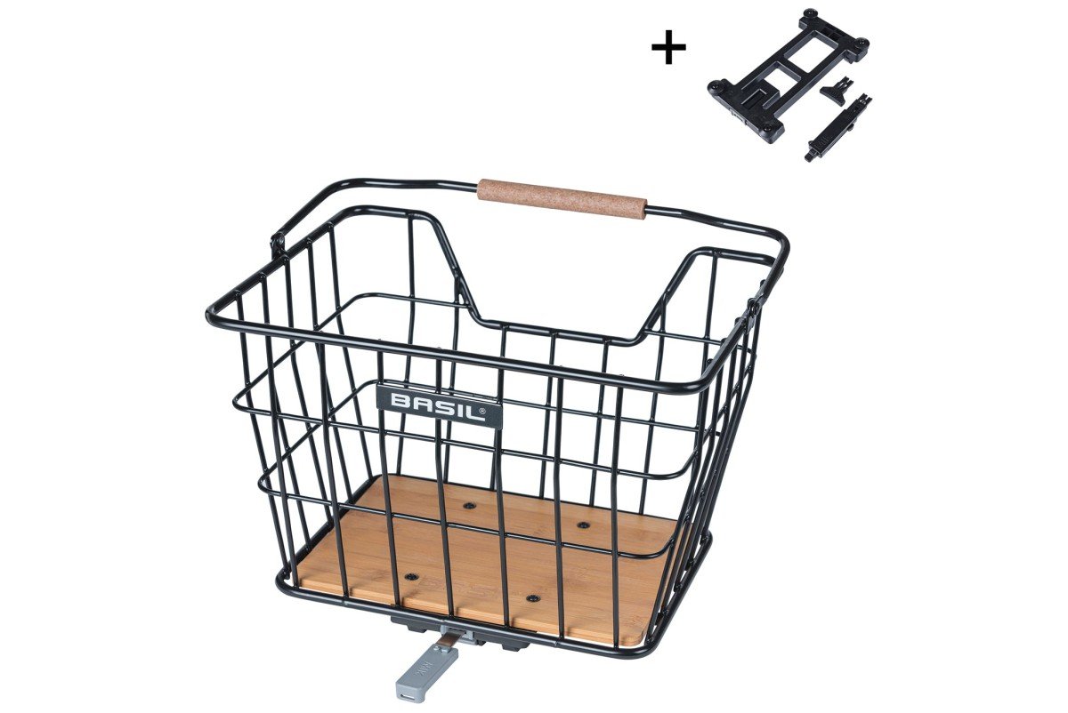 Basil mand Nordland MIK 23L zwart/bruin 33x23,5x19 Zwart/Natural Bruin - Afbeelding 3